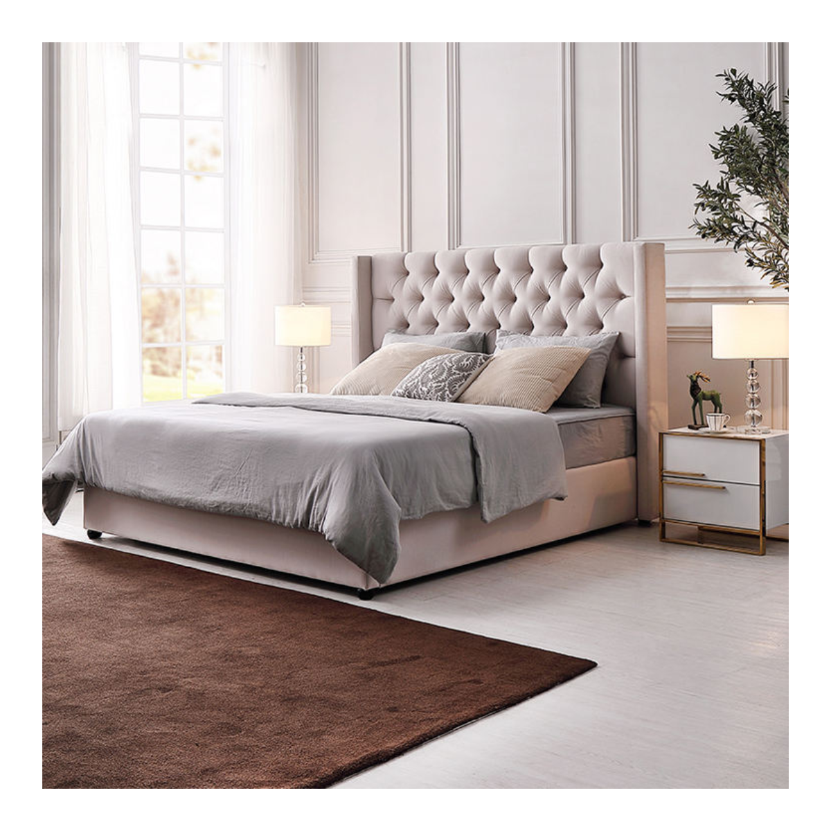 Chesterfield Button Tufted Wingback Bed